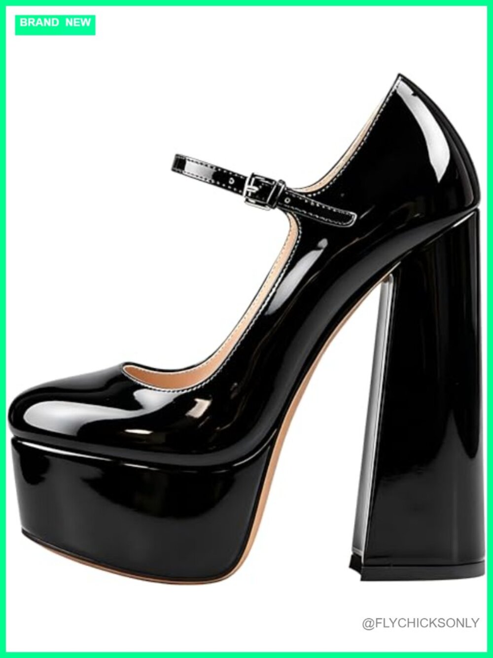 Mary Jane Platform Chunky High Heels Faux Leather Ankle Strap Pumps